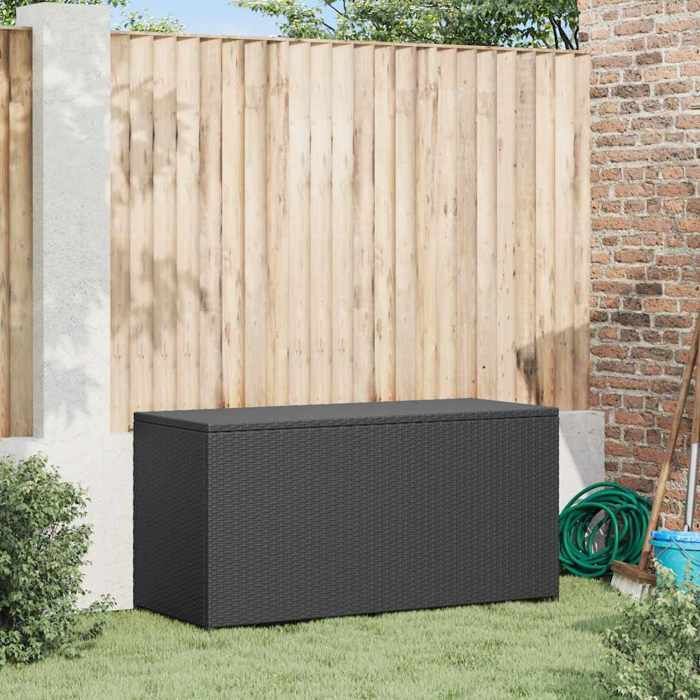 vidaXL Caisse de Stockage de Jardin Poly Rotin Noir Banc Boîte de Rangement 42498