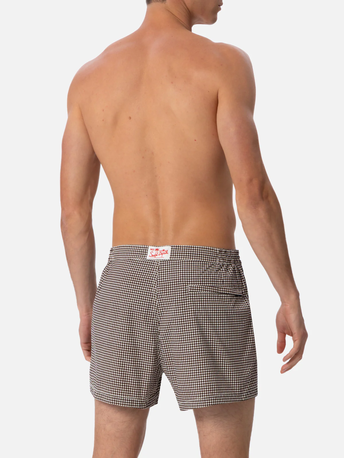 Harry's Slim Fit Zwempak voor Heren met Pied-de-pouleprint