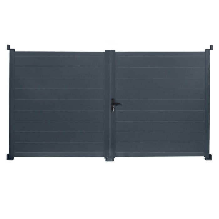 IDMARKET Portail battant 302x160 cm en aluminium gris anthracite
