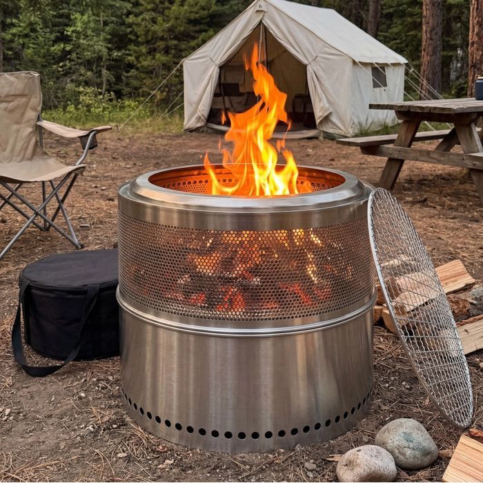 Smokeless fire pit – Wood-burning fire pit – Barbecue fire pit – Portable stainless steel outdoor fire pit