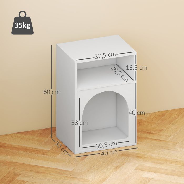 Juego de 2 mesitas de noche - HOMCOM - compartimentos abiertos - diseño arqueado - MDF - 40 x 30 x 60 cm - blanco