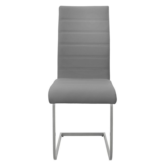 ML-Design 2 grijze eetkamerstoelen van kunstleer, met ergonomische rugleuning en gewatteerde zitting, geschikt voor de woonkamer of keuken.