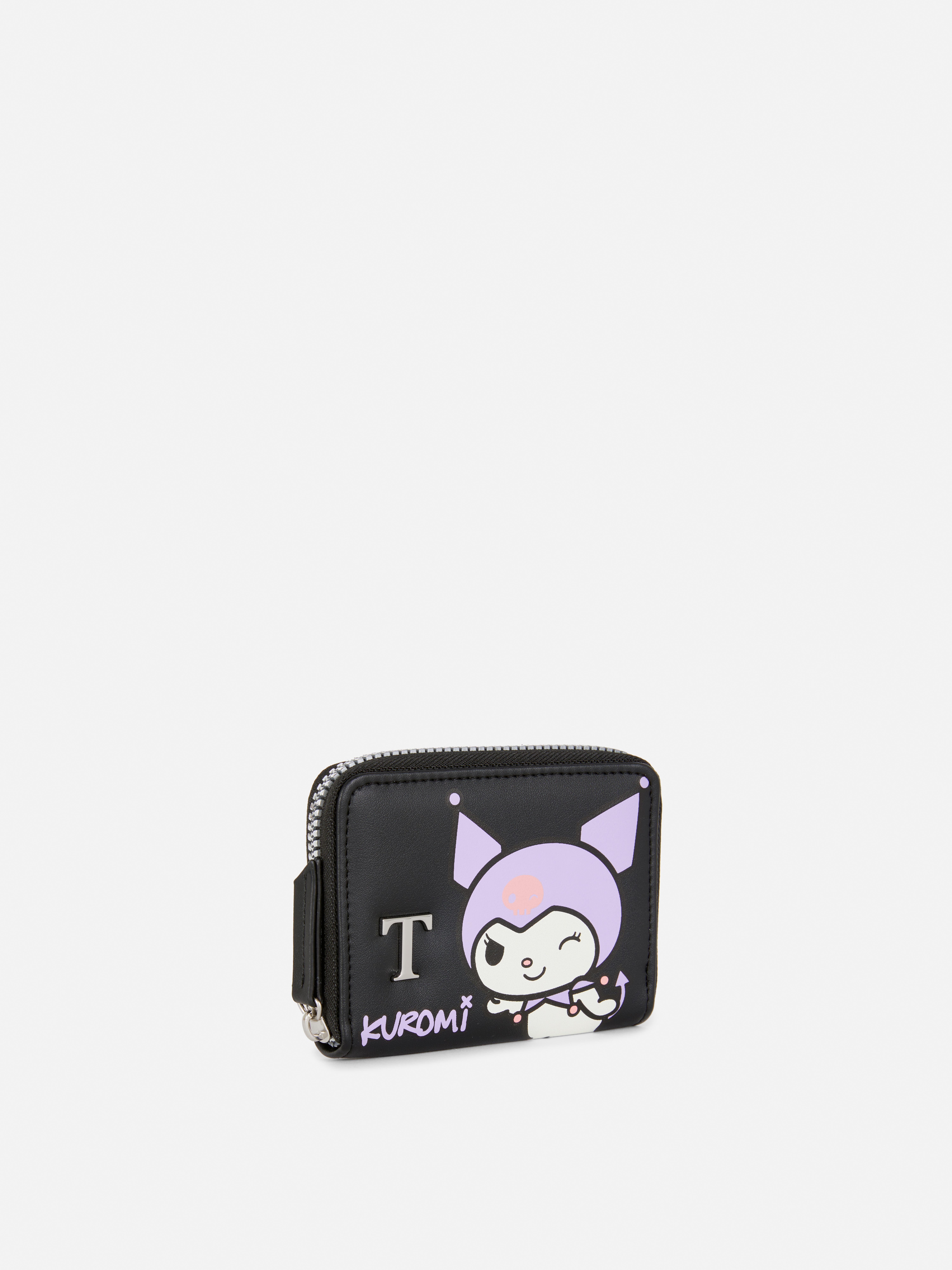 Pénztárca Hello Kitty Kuromi monogramjával. Aranyos cipzáras pénztárca Kuromi mintával.
