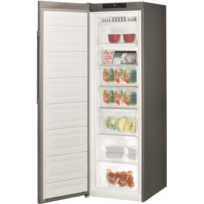 Gefrierschrank (Standgerät) – HOTPOINT UH8F2CXFR – 4 Körbe/Schubladen – 263 l – Energieeffizienzklasse E – B 59,5 cm x H 187,5 cm – Edelstahl