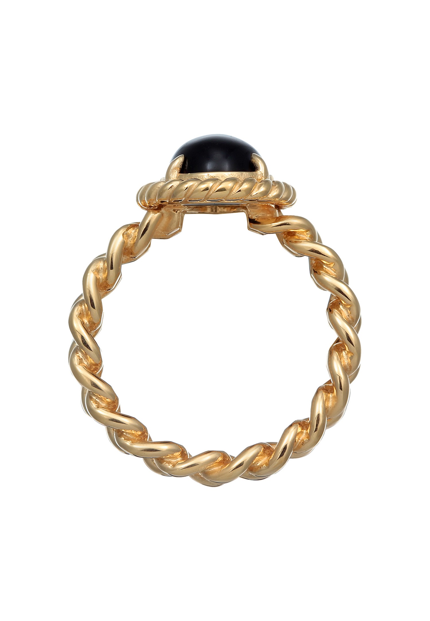 Elli PREMIUM Elli PREMIUM Bague Femmes Solitaire Classique Chaîne Optique avec Onyx en argent sterling 925 plaqué or