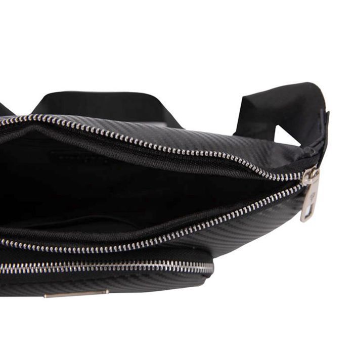 Bolso tipo banana texturizado con bolsillo de cremallera plateada, 30x13x14cm, Unisex, BILL TORNADO