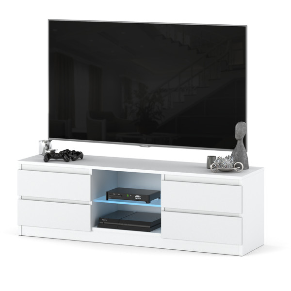 Szafka rtv do salonu 138cm nowoczesny biały stolik pod tv