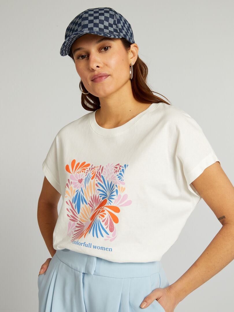 Camiseta de algodón estampada - BLANCA