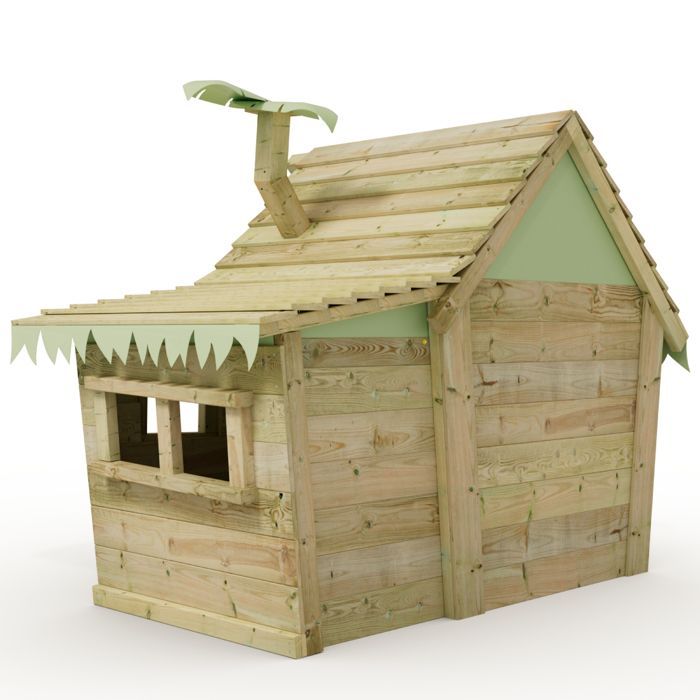 WICKEY Casita pastellgrünes Holzspielhaus für Kinder mit Holzdach und 4 Fenstern