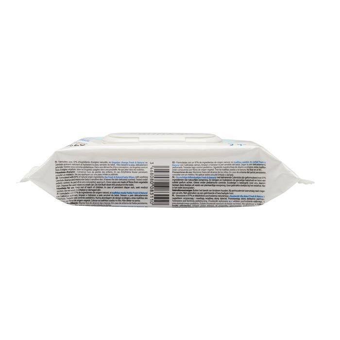Lingettes change Fresh&Natural x70 Fibre d'origine végétale capot refermable