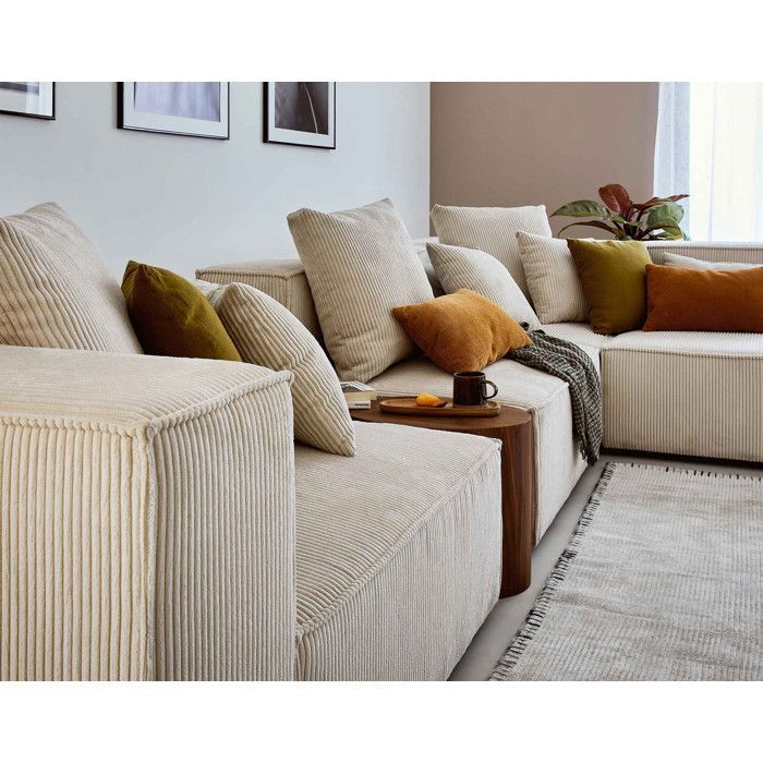 Colombine - canapé modulable d'angle droit - 6 places - en velours côtelé - Beige