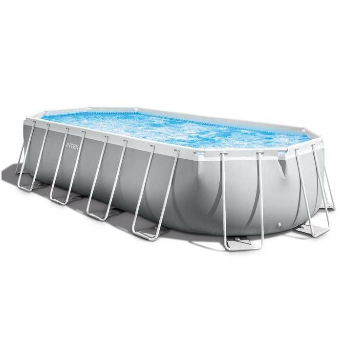 Kit de piscina tubular elevada Intex - Estructura Pris - 610 x 305 x 122 cm - Ovalada (Bomba, cubierta, alfombrilla de suelo y escalera) - 26798NP