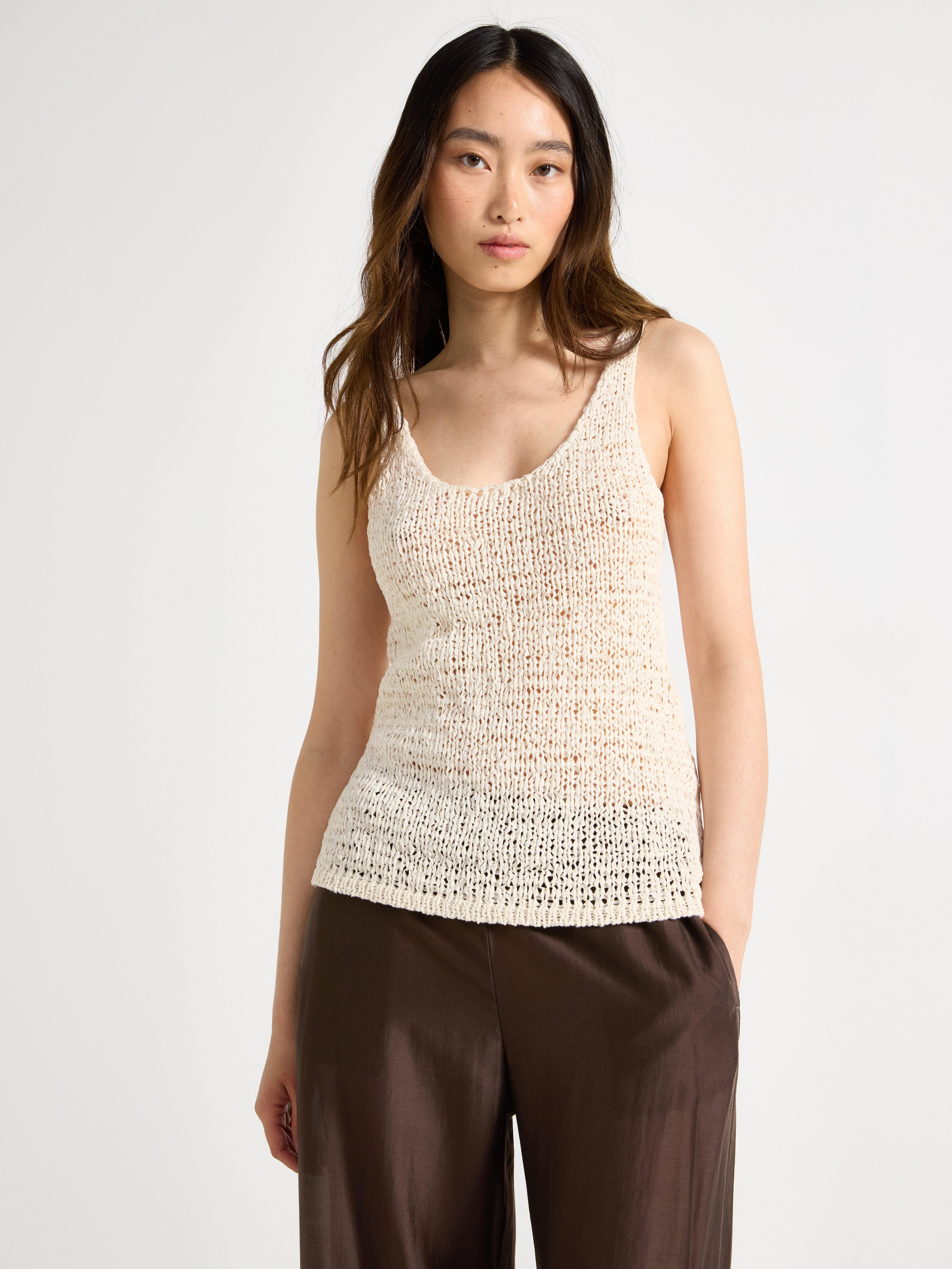 Stickat linne Off White