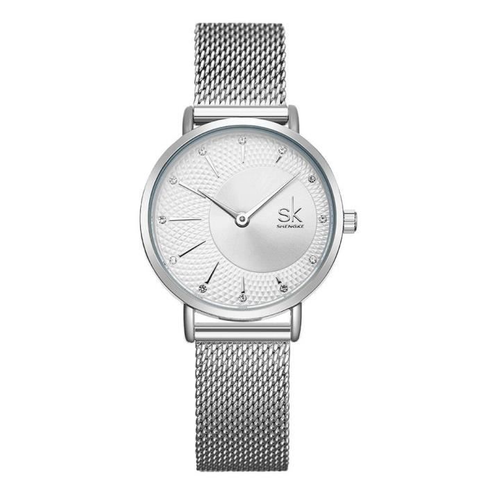 Orologio da donna di lusso con diamanti, bracciale al quarzo, impermeabile, argento