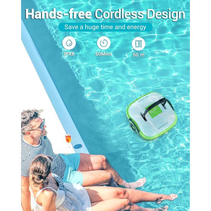Robot de Piscine Sans Fil Osprey 200, Nettoyage Automatique 50 min, Filtration 180 microns, Batterie Rechargeable, Compatible...