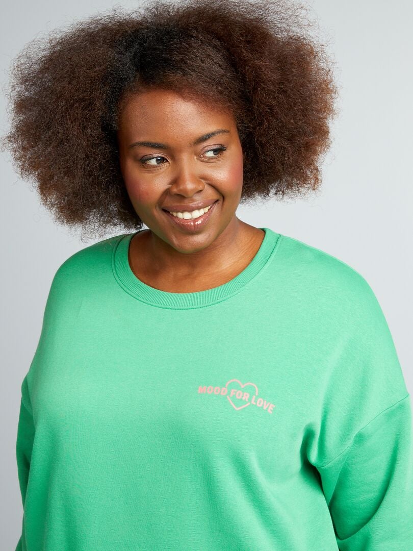 Vestido sudadera con inscripción - VERDE