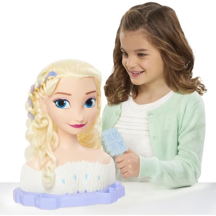 Stylinghoofd - FROZEN - Elsa Deluxe Stylinghoofd - Extensions, haaraccessoires en kleuronthulling, geschikt voor kinderen vanaf 3 jaar.