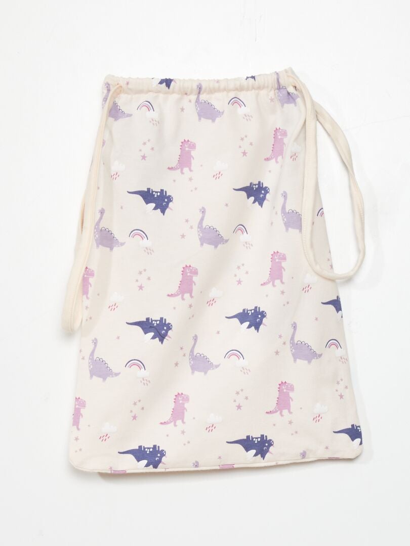 Conjunto de 2 camisetas + 3 calças culote + 1 sacola com cordão - 6 peças - dinossauro