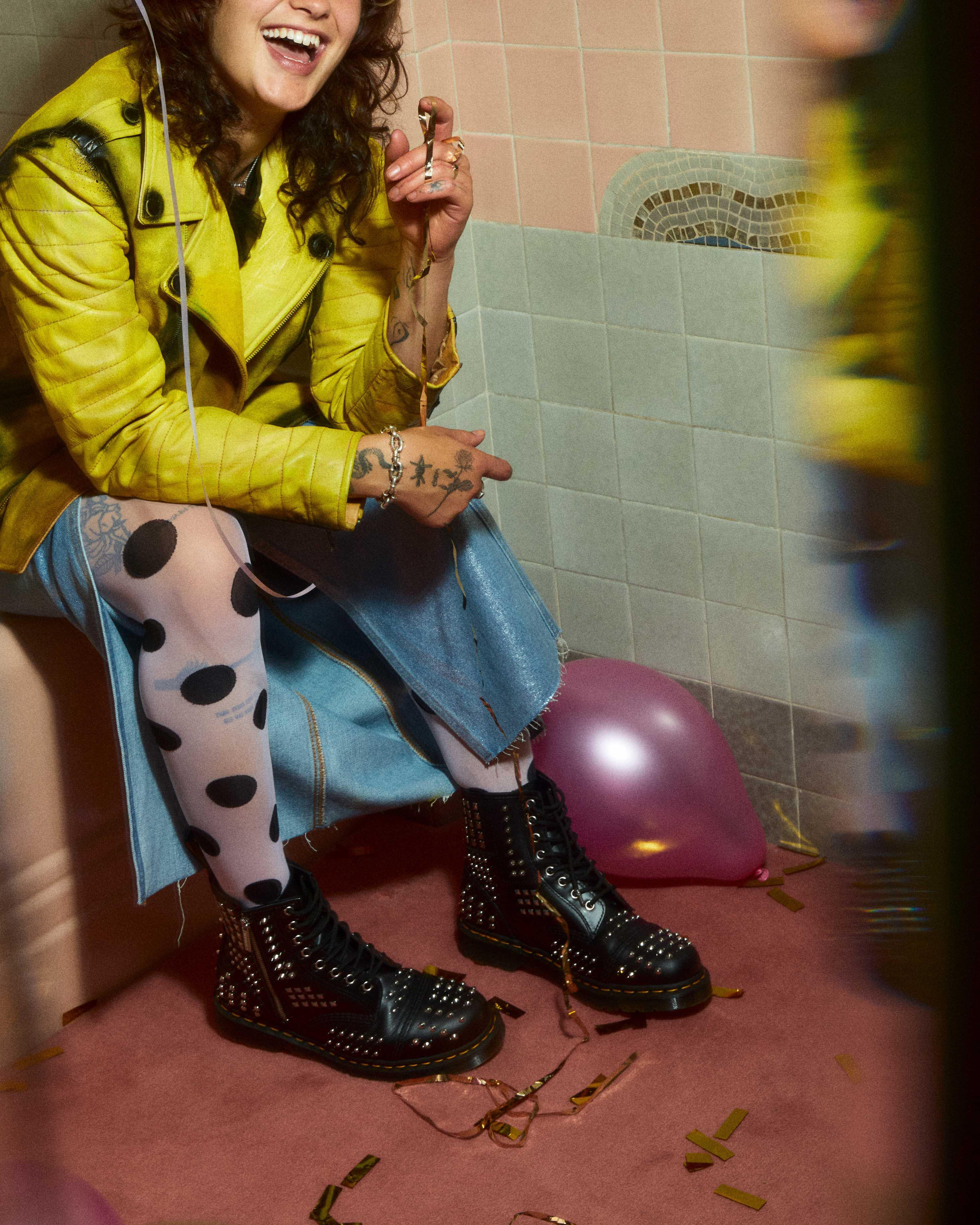1460 Studded Zip Atlas Leather Lace Up Boots