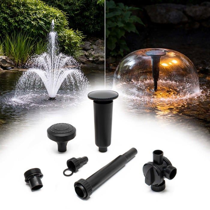 SunSun Kit de fixation 3 avec 2 Buses de fontaine et Accessoires - pour Pompes de bassin fontaine jet d'eau série HJ, p.ex. HJ-1544