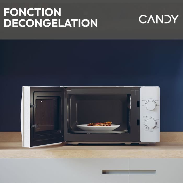 Horno microondas CANDY CMW20SMW - 20 L - 700 W - Puerta mecánica - 5 niveles de potencia - Blanco