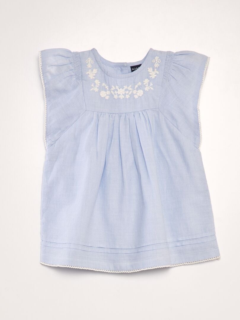 Blouse van katoenen voile - BLAUW