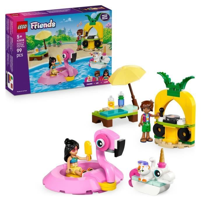 LEGO Friends 42658 Festa in piscina con unicorno e fenicottero gonfiabili - Giocattolo