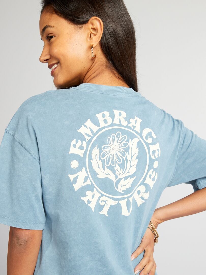 Losvallend T-shirt met vervaagd effect - BLAUW