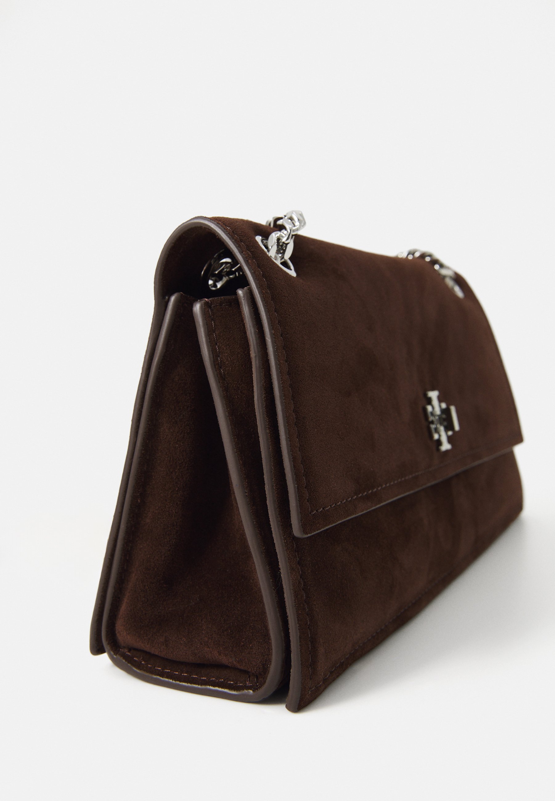 Tory Burch TURNLOCK SUEDE SHOULDER BAG - Torebka na ramię - ciemny kakao