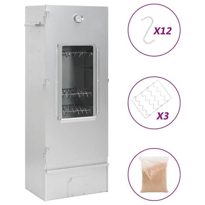 Ahumador vidaXL para horno de barbacoa con virutas de madera 44,5x29x110 cm 364743