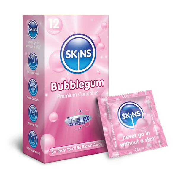 Preservativos Skins sabor chicle, paquete de 12 | Salud | Superdrug