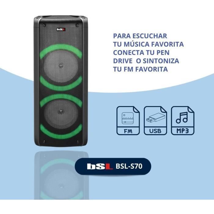 BSL-S70 60W RMS Bluetooth-luidspreker met Bluetooth 5.0, True Wireless, 3600mAh-batterij, FM-radio en MP3-speler via USB.