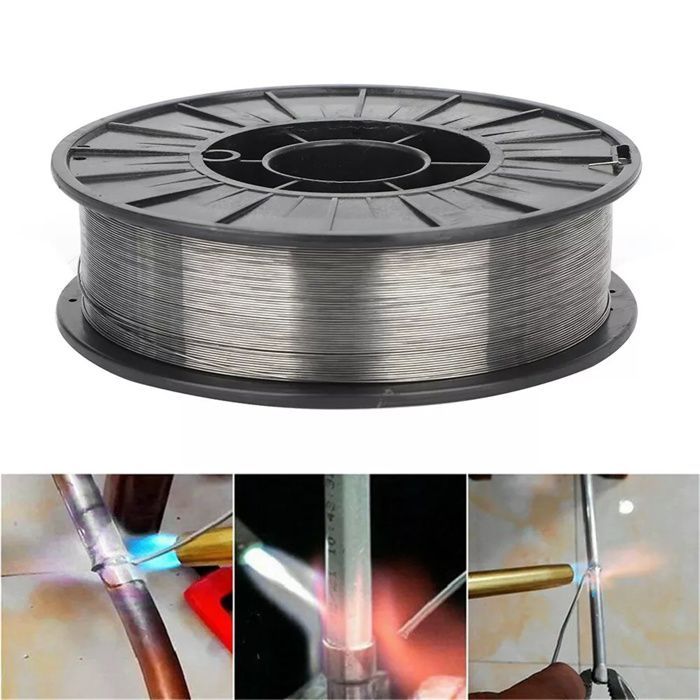 Alambre de soldadura de acero tubular con fundente sin gas E71T-GS de 0,8 mm y 5 kg, autoprotegido, universal para MIG en todas las direcciones.