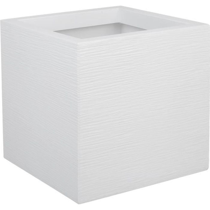 Maceta cuadrada de 30 cm - EDA - Graphit Up - 21 L - Interior/Exterior - 29,5 x 29,5 x 29,5 cm - Acabado blanqueado