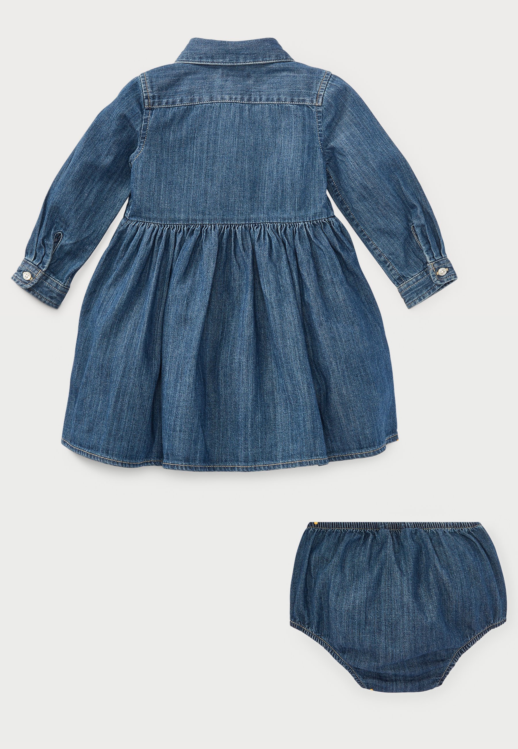 Polo Ralph Lauren GEPLOOIDE DENIM OVERHEMDJURK & BLOOMER - Denim jurk - indigo