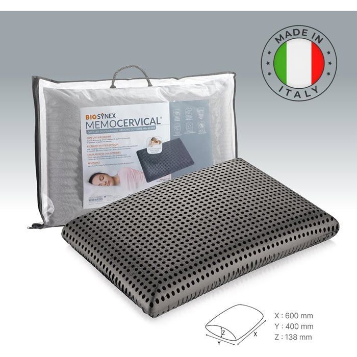 Almohada ergonómica - BIOSYNEX - MEMOCERVICAL - 40x60 cm - Espuma viscoelástica - Dispositivo médico