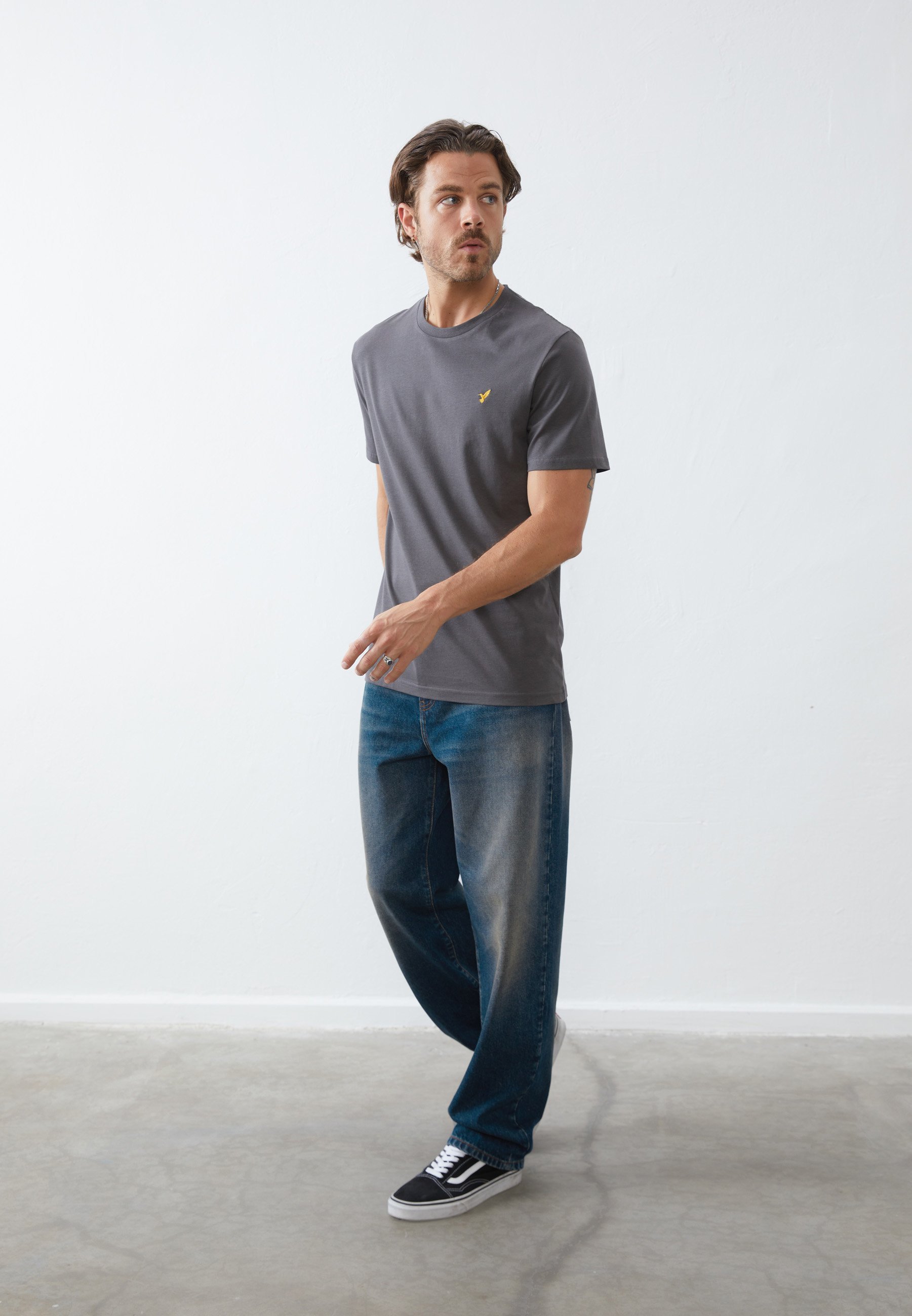 Pier One 3-pack - Basic T-shirt - donkergroen/gevlekt donkergrijs/zwart