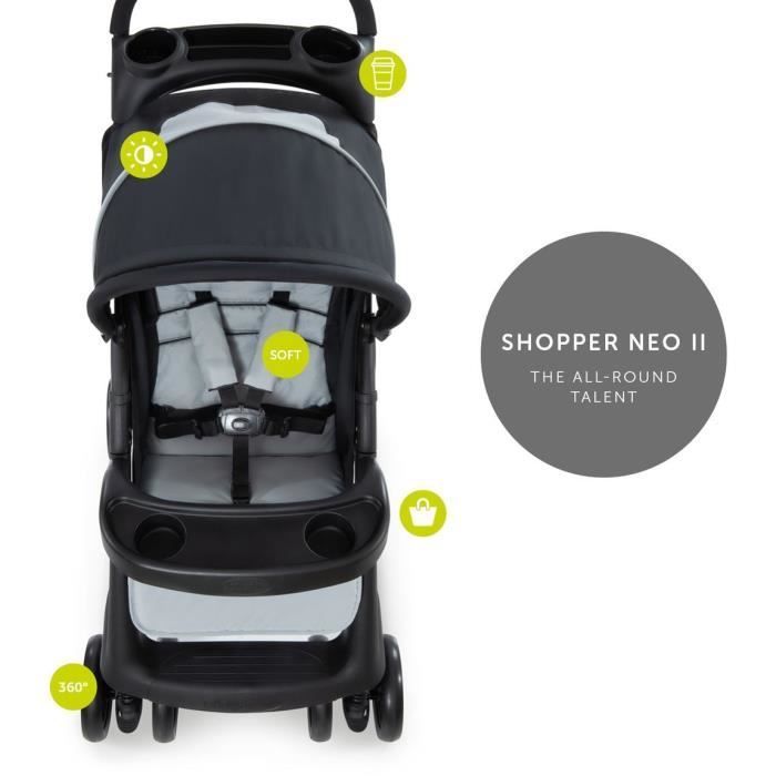 HAUCK - Passeggino compatto - SHOPPER NEO II - 4 ruote - Caviar / Argento