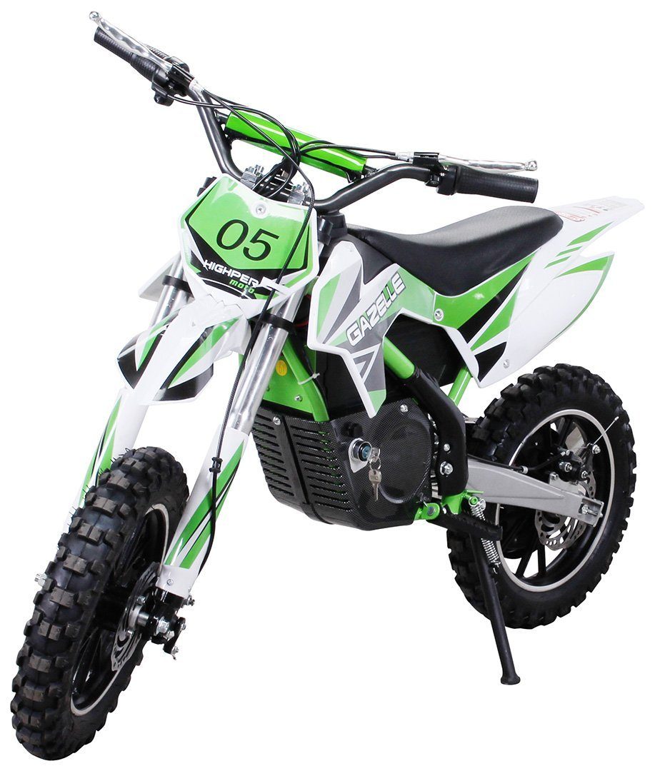 Actionbikes Motors Elektrisches Kindermotorrad Gazelle 500W – Mini-Crossbike für Kinder ab 5 Jahren – 7–25 km/h, Tragkraft 60 kg, (1 Stück), Mini-Dirtbike, Minicross, Pitbike, Pocketbike – 3-stufiger Gasgriff