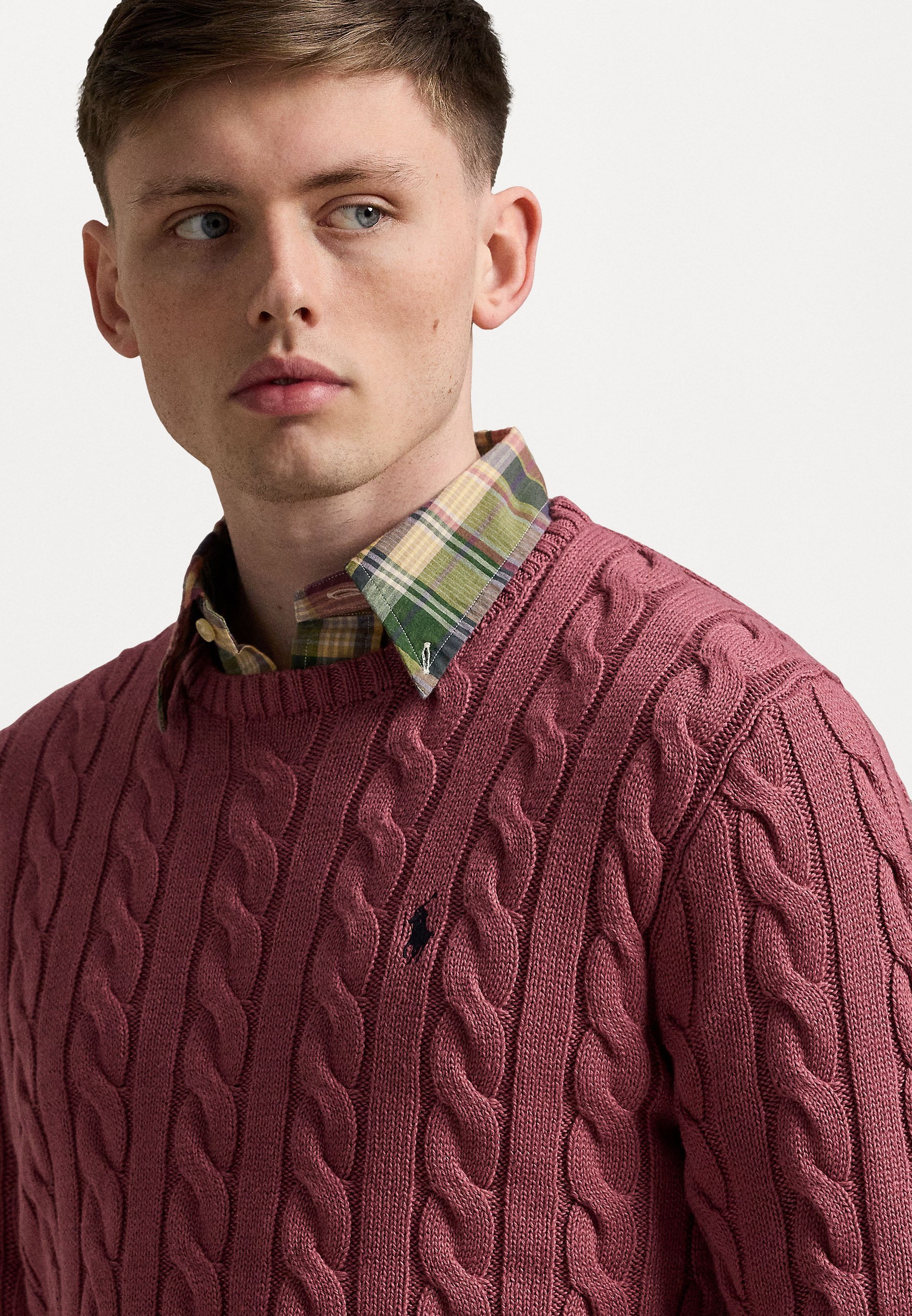 Suéter de algodão com tranças Polo Ralph Lauren - Suéter - suco de ameixa