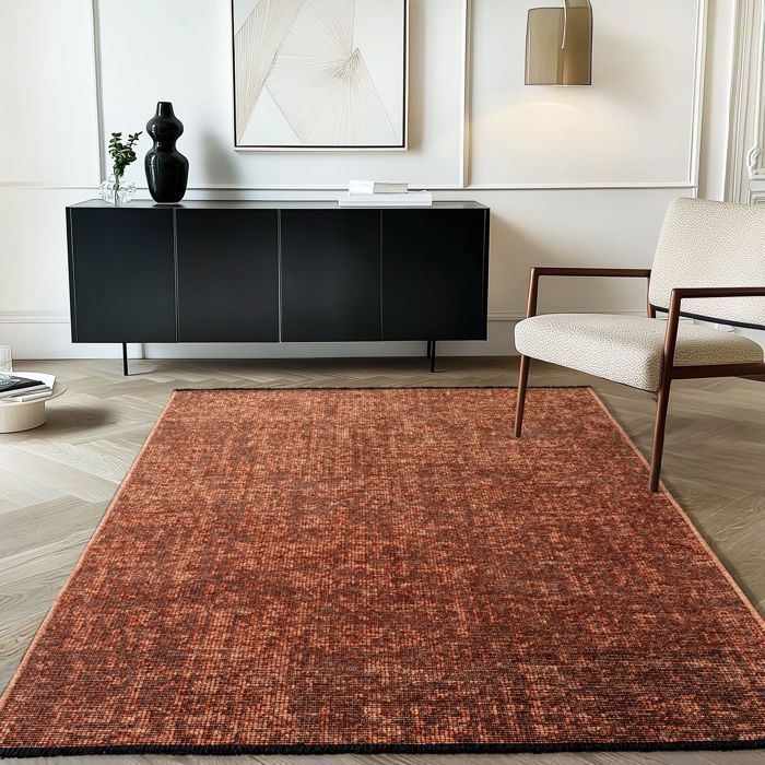 Carpetsale24, Tapis en Coton Chenille Terre cuite 120x170 cm Lavable, Antidérapant et Doux, Salon, Chambre, Bureau & Cuisine