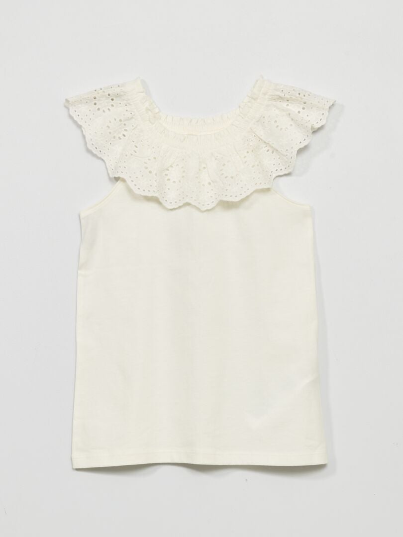 Tanktop met Engelse borduursteek - Wit