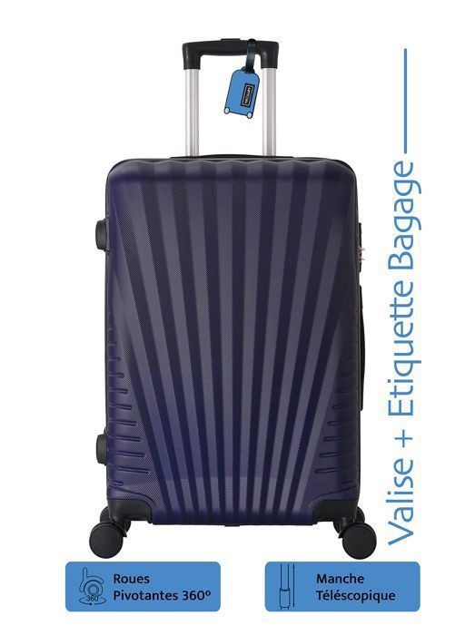 Freeway Blue 55cm harde ABS handbagagekoffer + gratis bagagelabel - 4 x 360° wielen - 2,5 kg - 39L - ADC