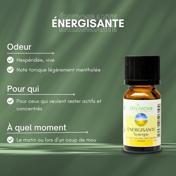 Sinergia di oli essenziali energizzanti 10 ml – Miscela di oli essenziali puri e naturali al 100% – Aromaterapia - Zen'Arôme