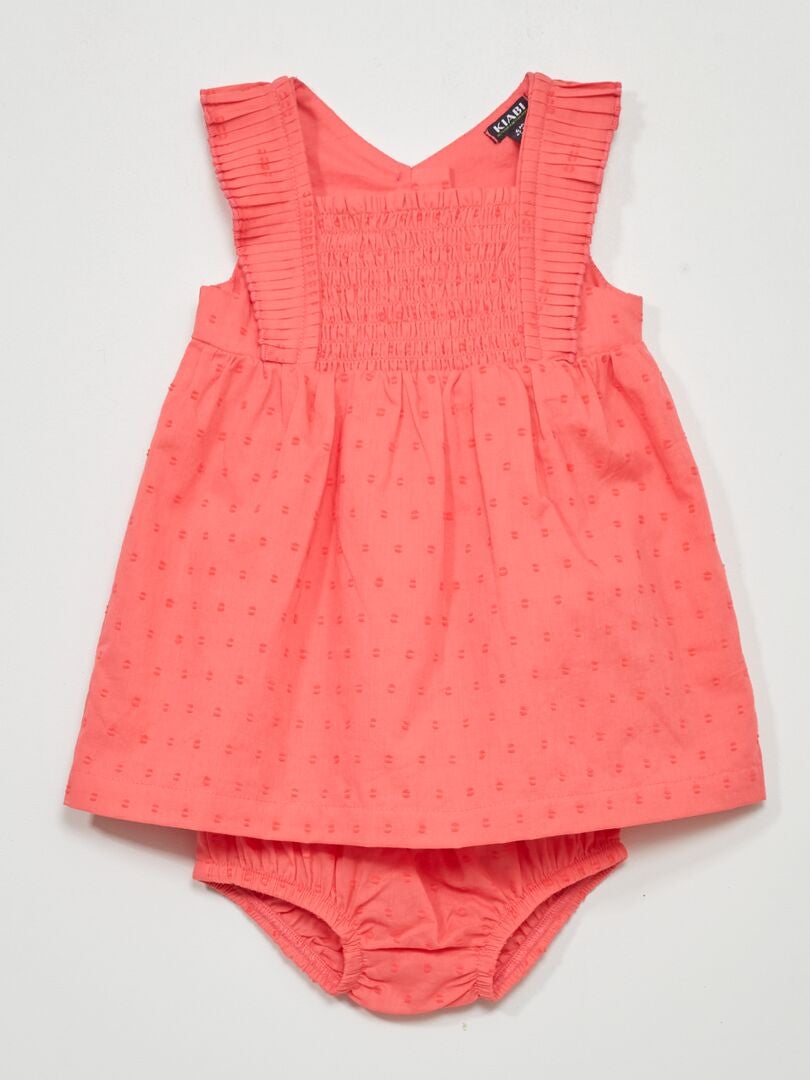 Vestido de voile de algodão + calcinha - 2 peças - ROSA