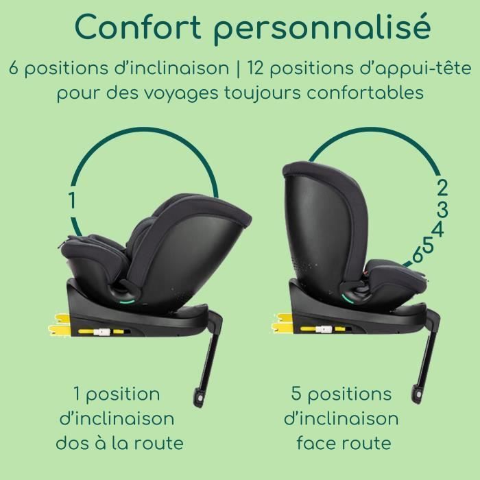 Seggiolino auto girevole convertibile BEBECONFORT EVOLUFIX PLUS 360 i-Size, Gruppo 0/1/2/3, Isofix - da 0 a 12 anni (36 kg), 40-150 cm, Nero fumé