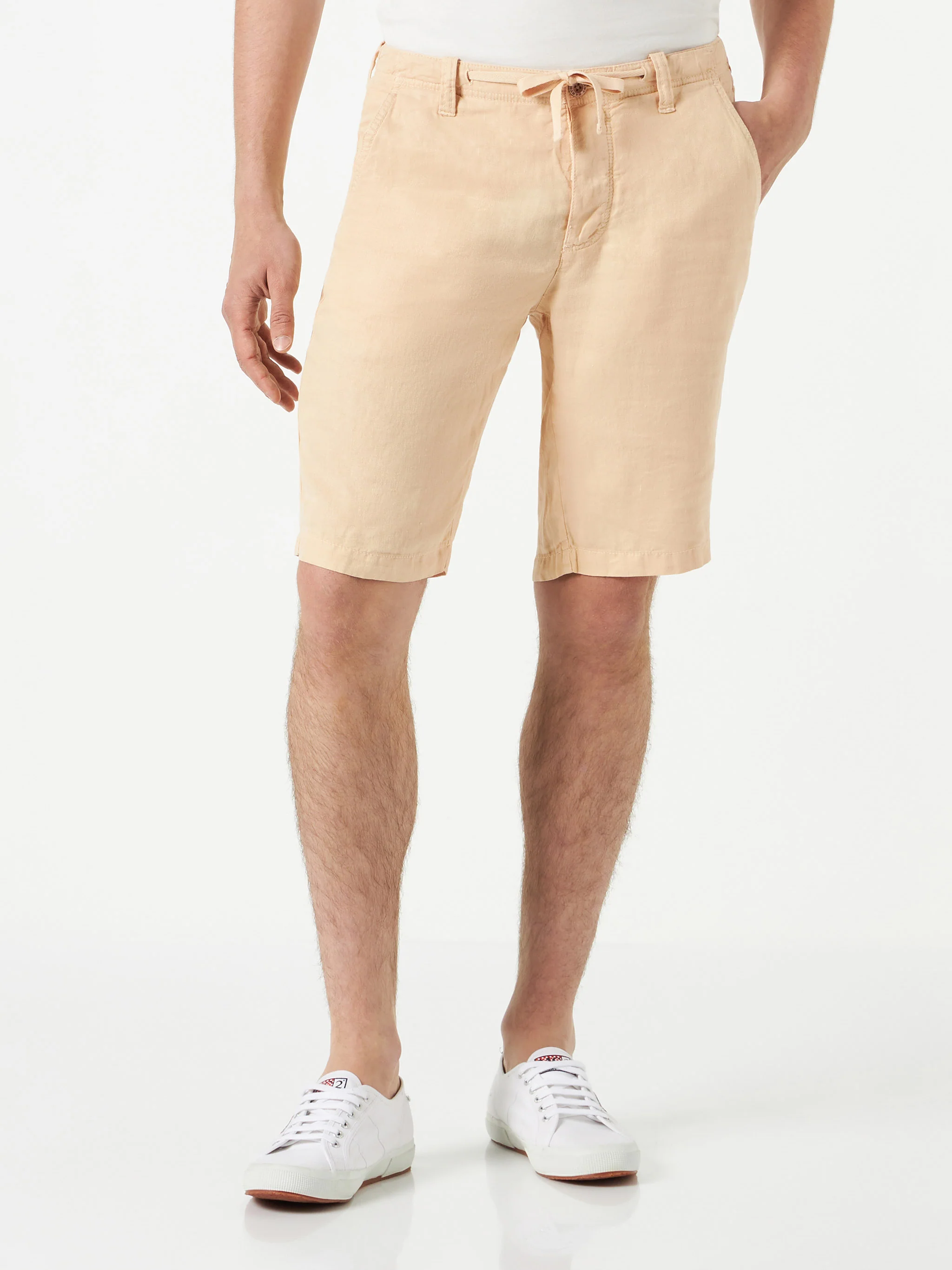 Beige linnen bermuda's