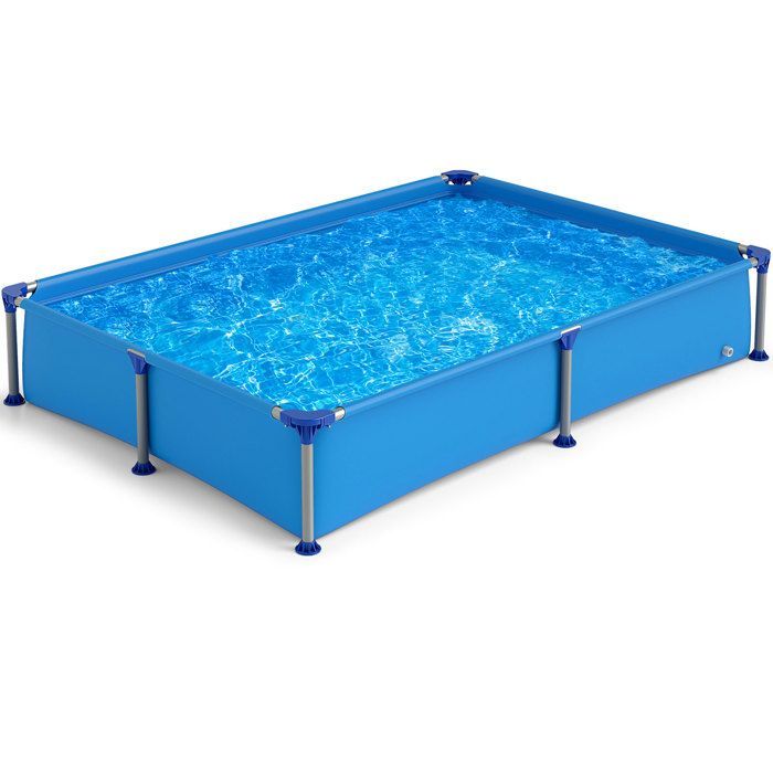 Rectangular Above Ground Pool - RELAX4LIFE - Coated Metal Frame - 3-Layer PVC Wall - Tool-Free Assembly - 228 x 159 x 42 cm