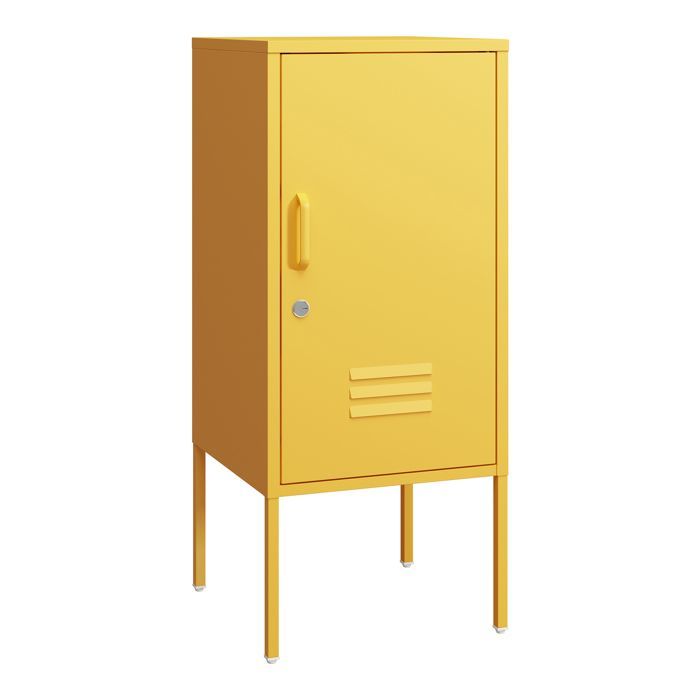 Comodino Hausjärvi con maniglia a sinistra, acciaio, 82 x 35 x 35 cm, giallo