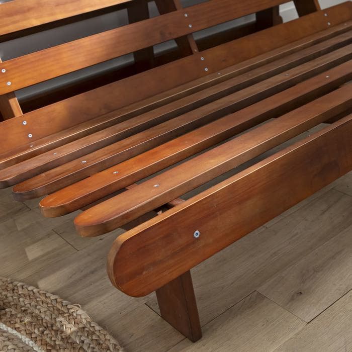 Futon frame 160x200 cm in solid hazelnut wood - Hazelnut brown - Terre de Nuit
